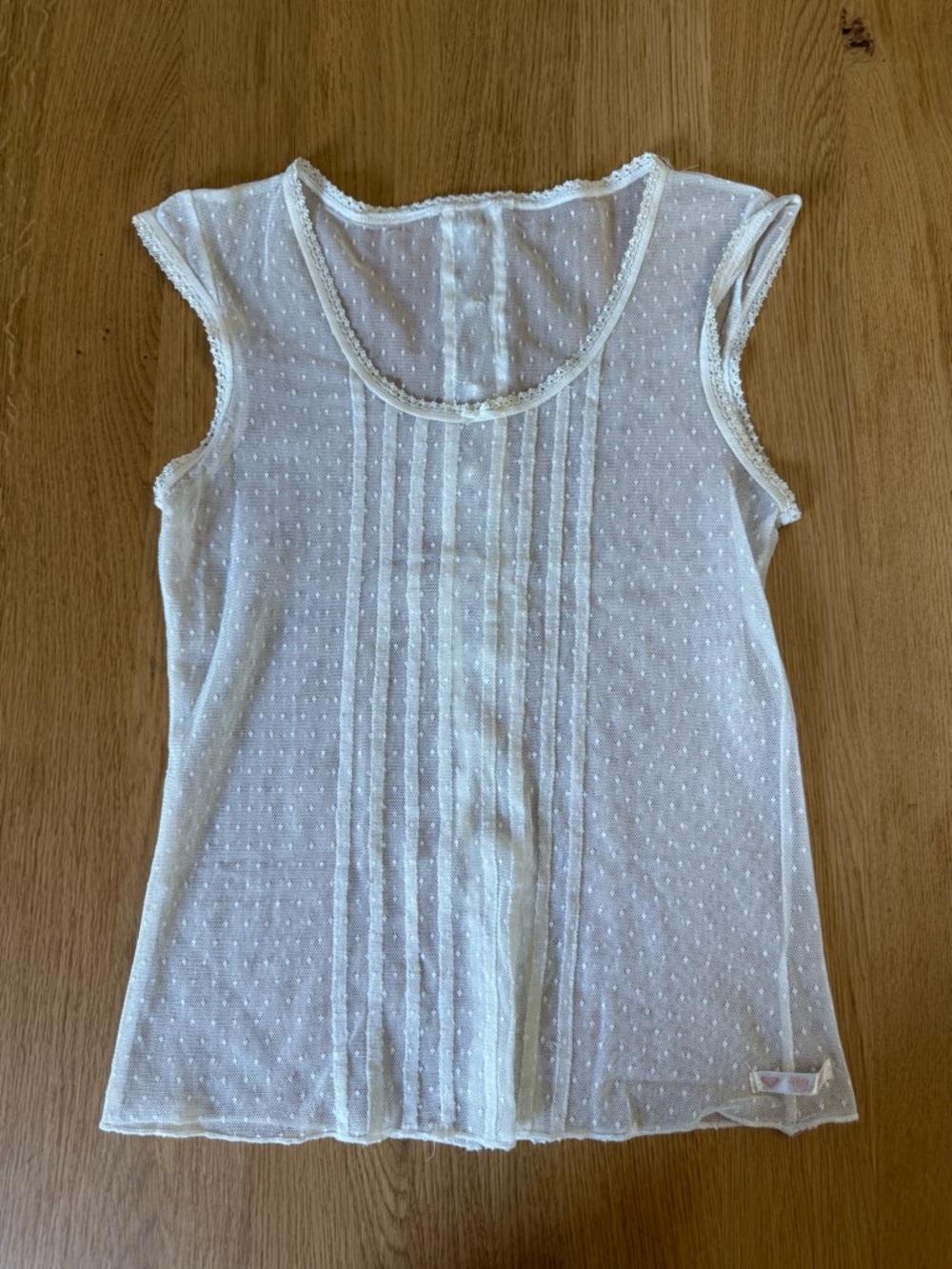 Sheer White Swiss Dot Cap-Sleeve Women's Top by Roxy